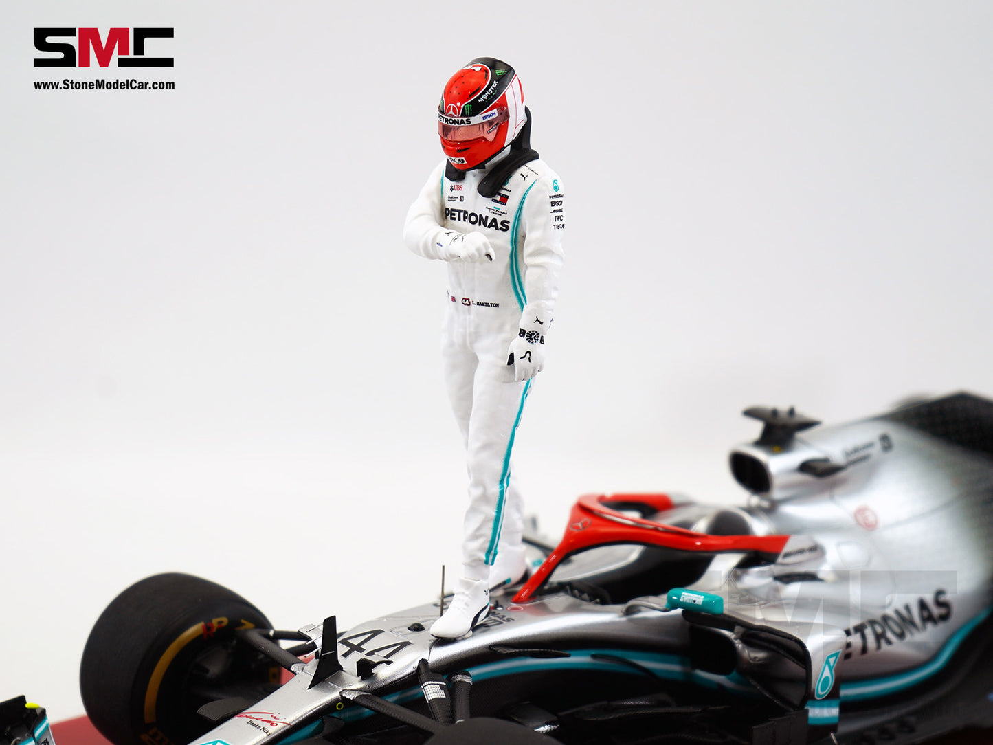 Mercedes AMG F1 W10 #44 Lewis Hamilton Monaco GP 2019 World Champion Spark 1:18 Figure Edition