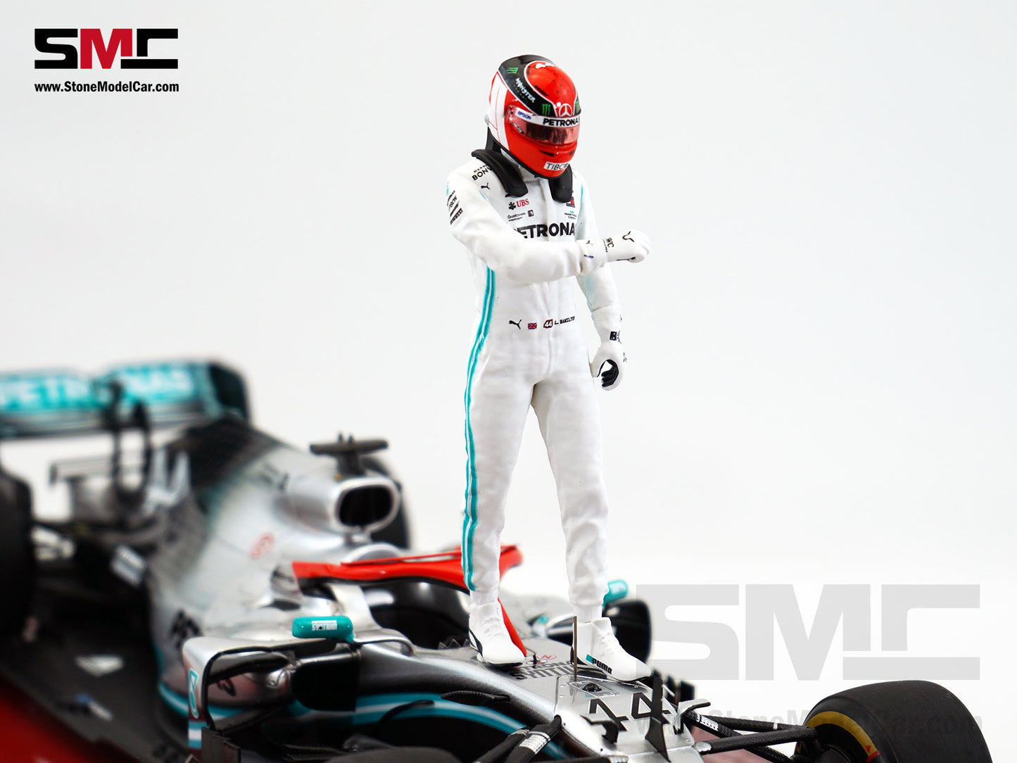 Mercedes AMG F1 W10 #44 Lewis Hamilton Monaco GP 2019 World Champion Spark 1:18 Figure Edition