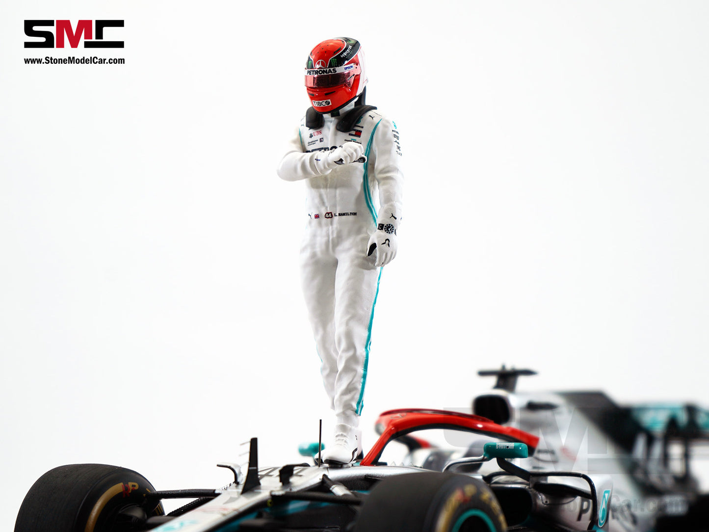 Mercedes AMG F1 W10 #44 Lewis Hamilton Monaco GP 2019 World Champion Spark 1:18 Figure Edition