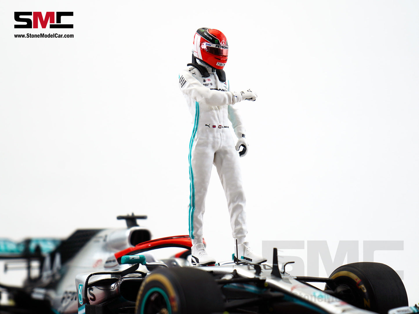 Mercedes AMG F1 W10 #44 Lewis Hamilton Monaco GP 2019 World Champion Spark 1:18 Figure Edition