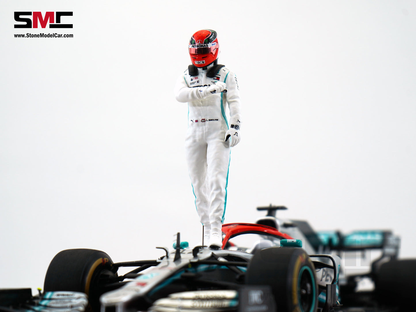 Mercedes AMG F1 W10 #44 Lewis Hamilton Monaco GP 2019 World Champion Spark 1:18 Figure Edition