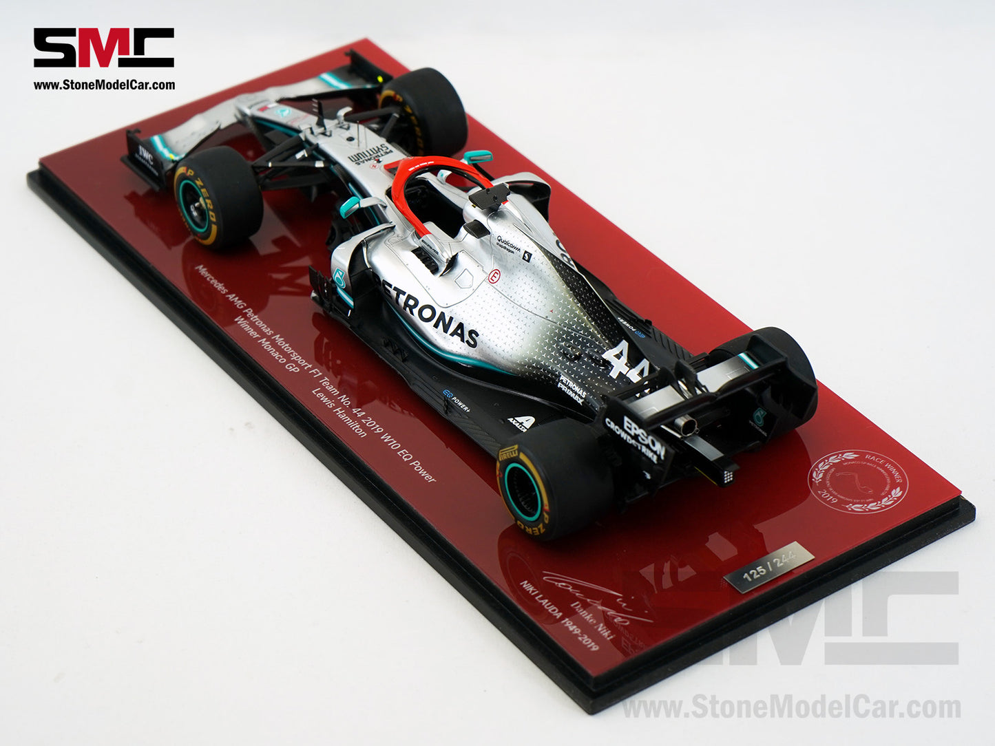 Mercedes AMG F1 W10 #44 Lewis Hamilton Monaco GP 2019 World Champion Spark 1:18 Figure Edition