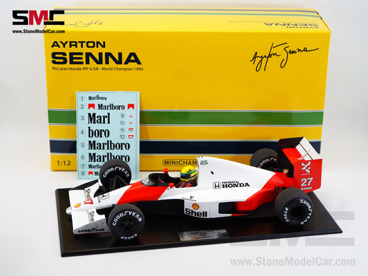 Mclaren F1 MP4/5B #27 Ayrton Senna 1990 World Champion 1:12 MINICHAMPS + Decal