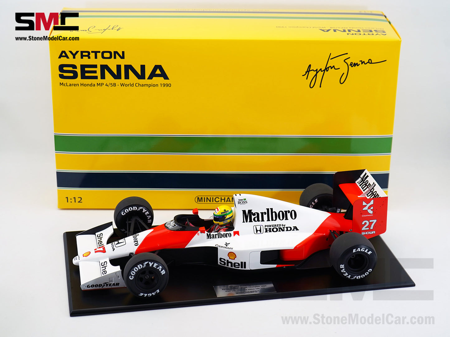 Mclaren F1 MP4/5B #27 Ayrton Senna 1990 World Champion 1:12 MINICHAMPS with Decal