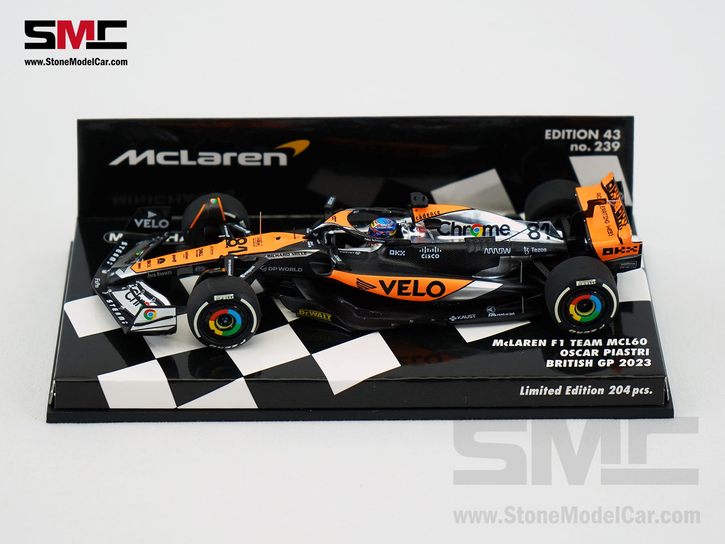 McLaren F1 MCL60 #81 Oscar Piastri 4th British GP 2023 Special Livery 1:43 MINICHAMPS