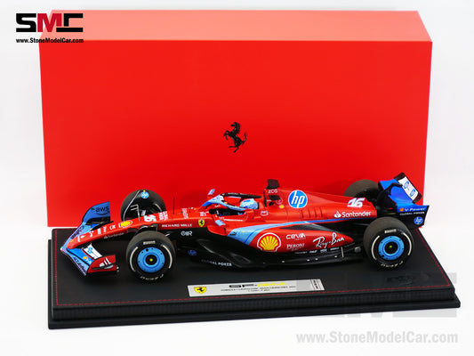 Ferrari F1 SF-24 #16 Charles Leclerc USA Miami GP 2024 BBR 1:18 with Leather Base