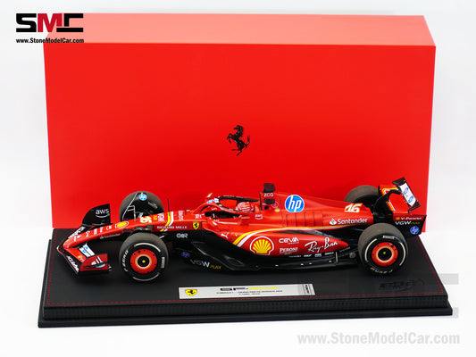 Ferrari F1 SF-24 #16 Charles Leclerc Winner Monaco GP 2024 BBR 1:18 with Leather Base
