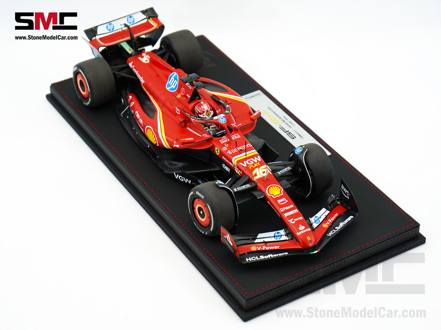 Ferrari F1 SF-24 #16 Charles Leclerc Winner Monaco GP 2024 BBR 1:18 with Leather Base
