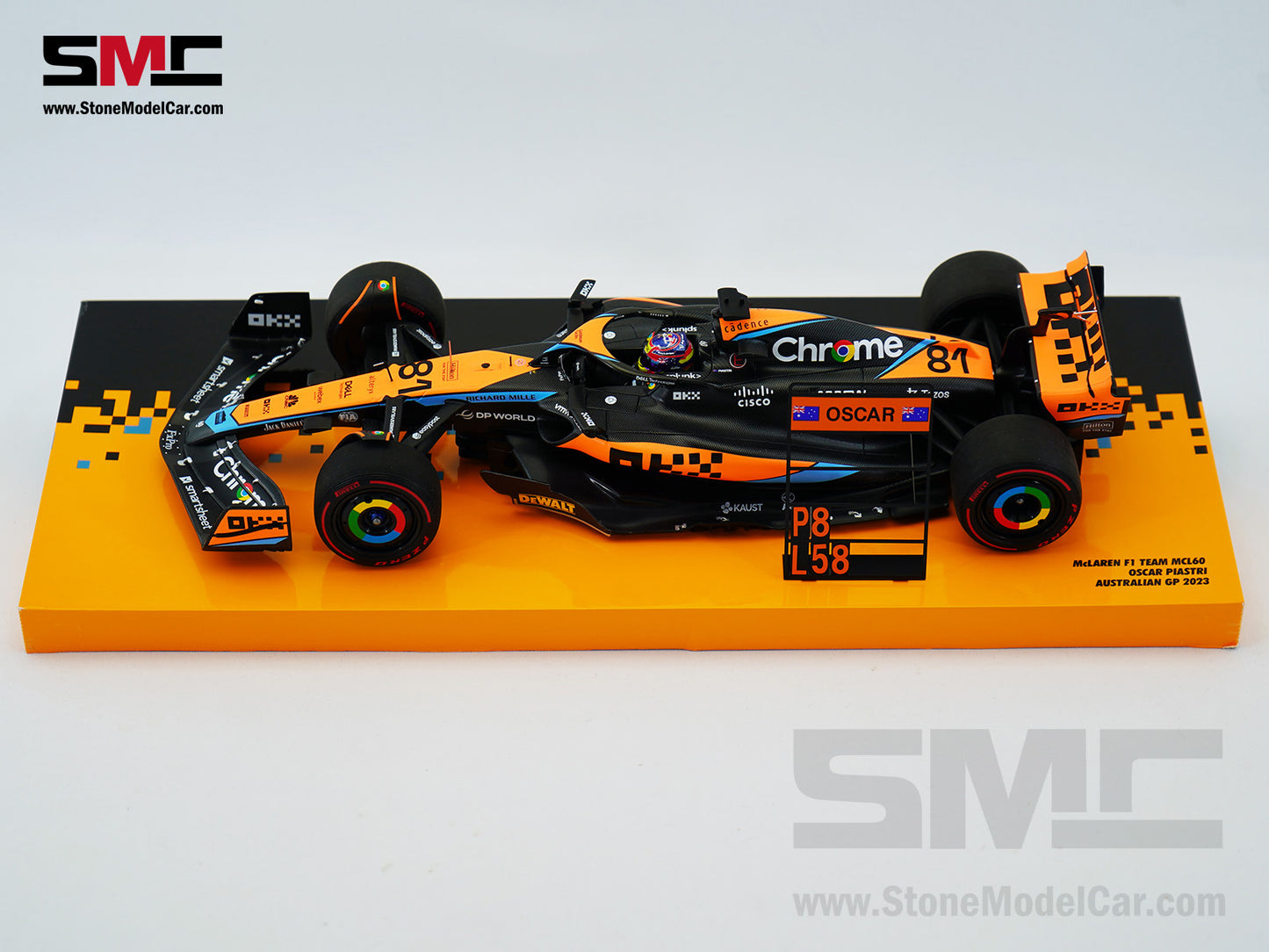 McLaren F1 MCL60 #81 Oscar Piastri 1st Career Point 8th Australian GP 2023 1:18 MINICHAMPS