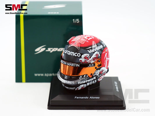 Aston Martin F1 AMR24 #14 Fernando Alonso Japan GP 2024 Spark 1:5 Miniature Helmet