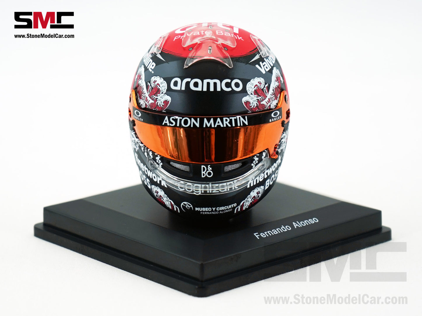 Aston Martin F1 AMR24 #14 Fernando Alonso Japan GP 2024 Spark 1:5 Miniature Helmet