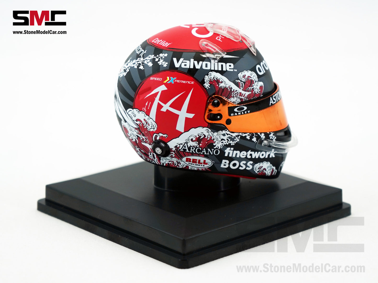 Aston Martin F1 AMR24 #14 Fernando Alonso Japan GP 2024 Spark 1:5 Miniature Helmet