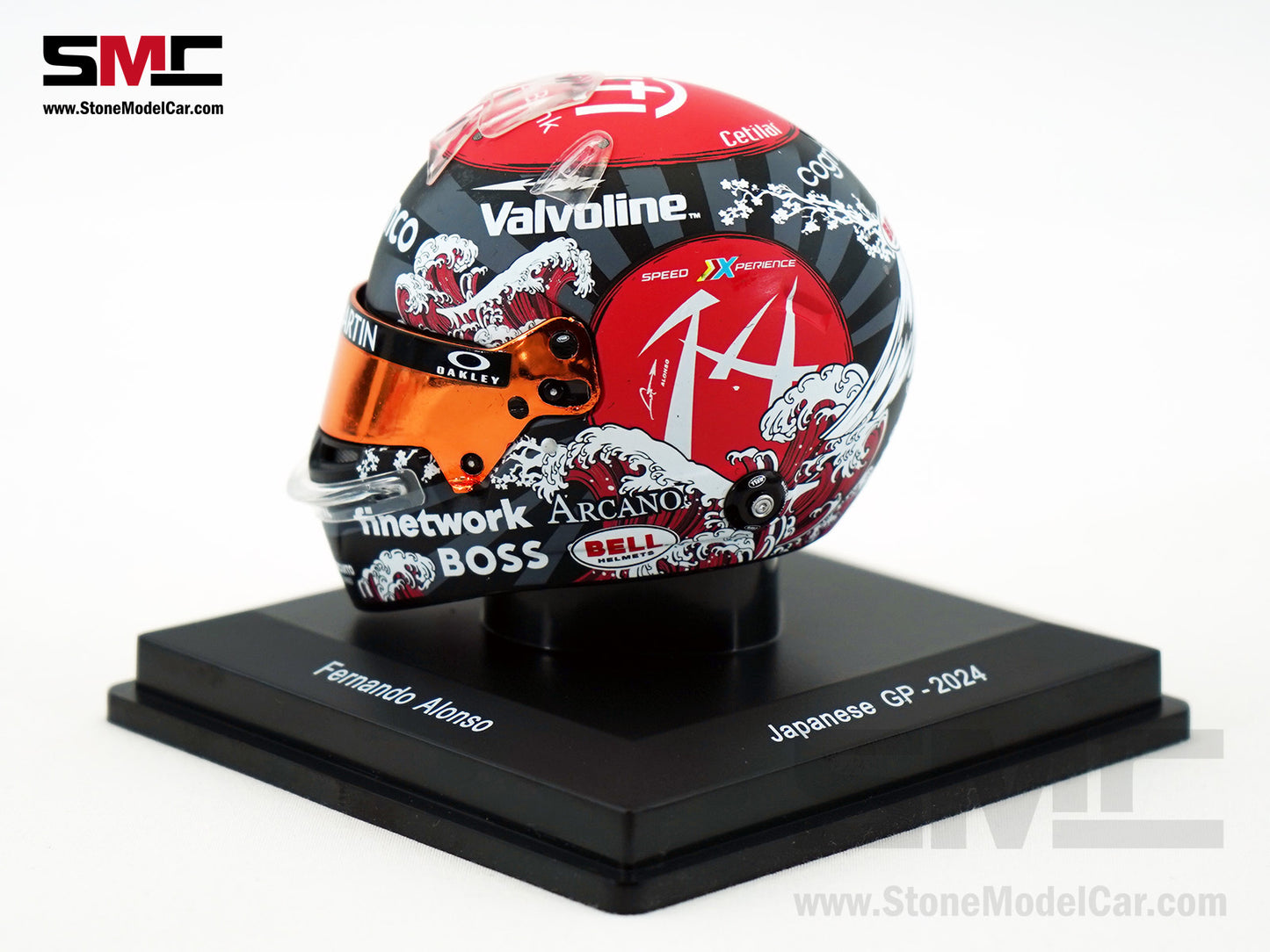 Aston Martin F1 AMR24 #14 Fernando Alonso Japan GP 2024 Spark 1:5 Miniature Helmet