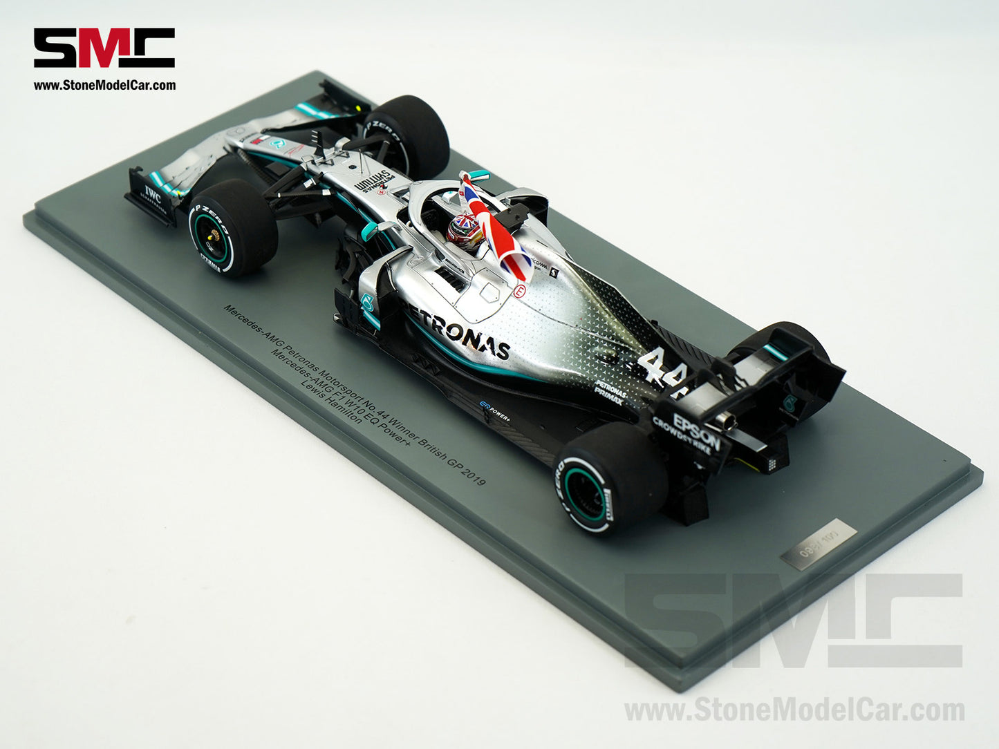 2019 6x World Champion Mercedes F1 W10 #44 Lewis Hamilton British GP Winner 1:18 Spark