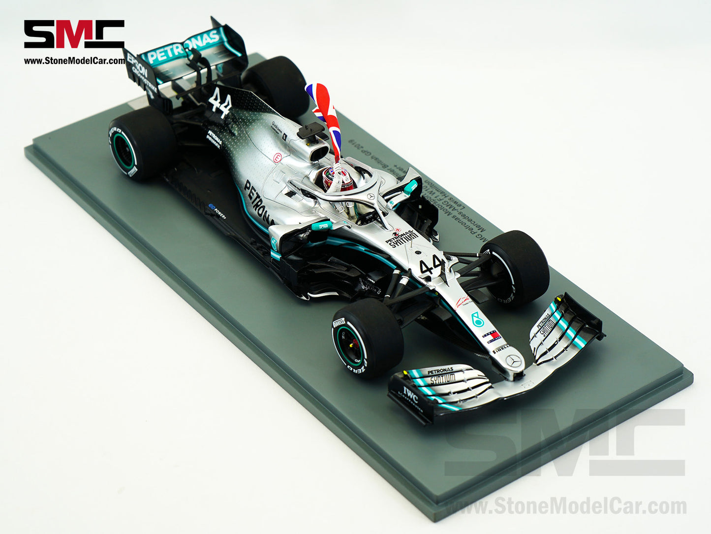2019 6x World Champion Mercedes F1 W10 #44 Lewis Hamilton British GP Winner 1:18 Spark