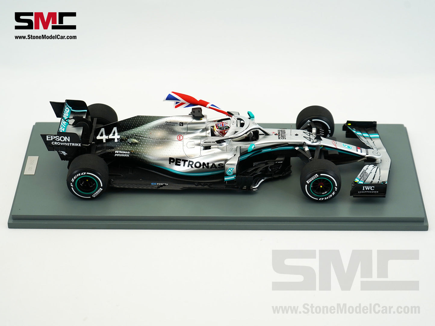 2019 6x World Champion Mercedes F1 W10 #44 Lewis Hamilton British GP Winner 1:18 Spark