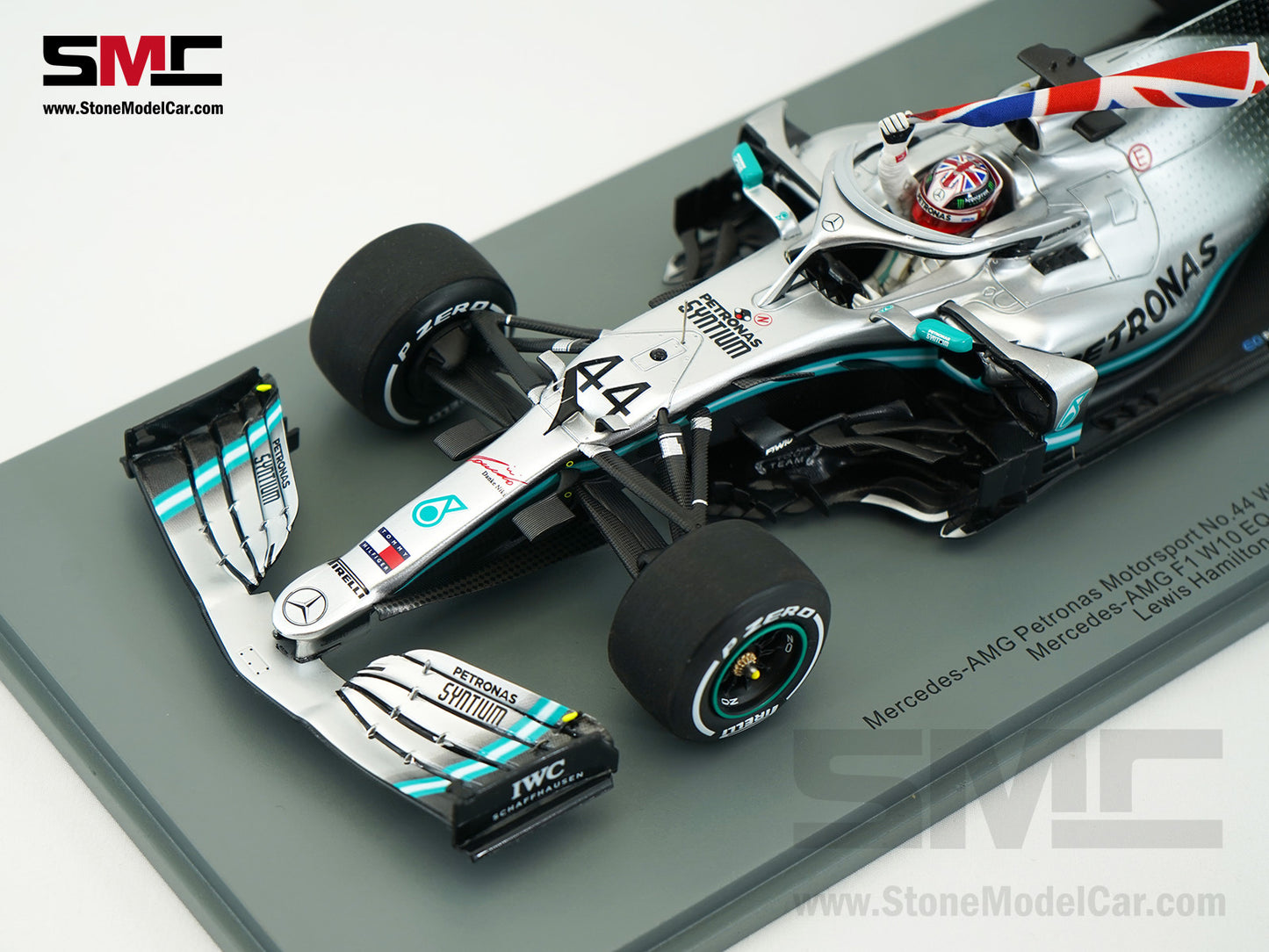2019 6x World Champion Mercedes F1 W10 #44 Lewis Hamilton British GP Winner 1:18 Spark