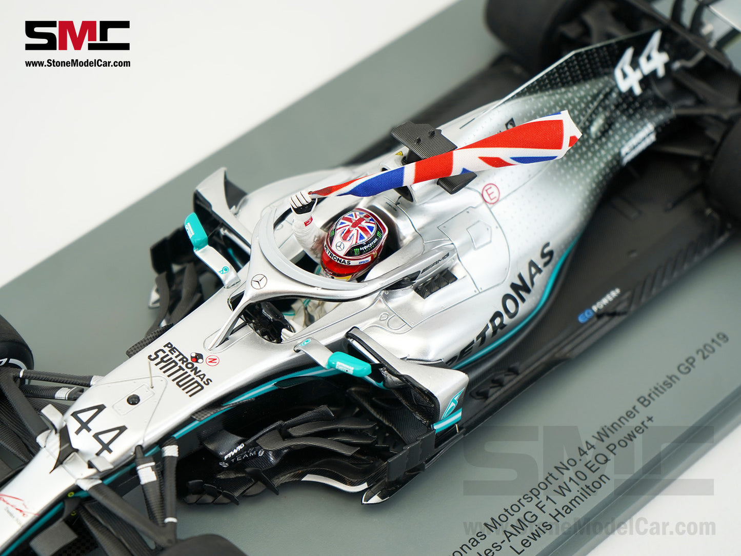 2019 6x World Champion Mercedes F1 W10 #44 Lewis Hamilton British GP Winner 1:18 Spark