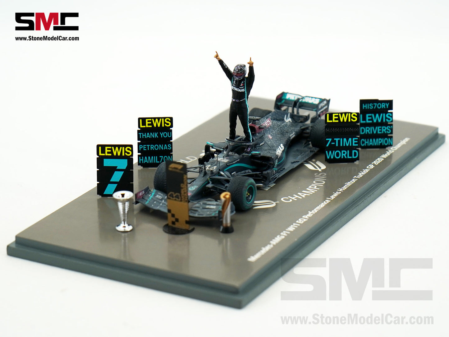 Mercedes F1 W11 #44 Lewis Hamilton Turkey GP 2020 7x World Champion 1:43 Spark Figure Special Edition