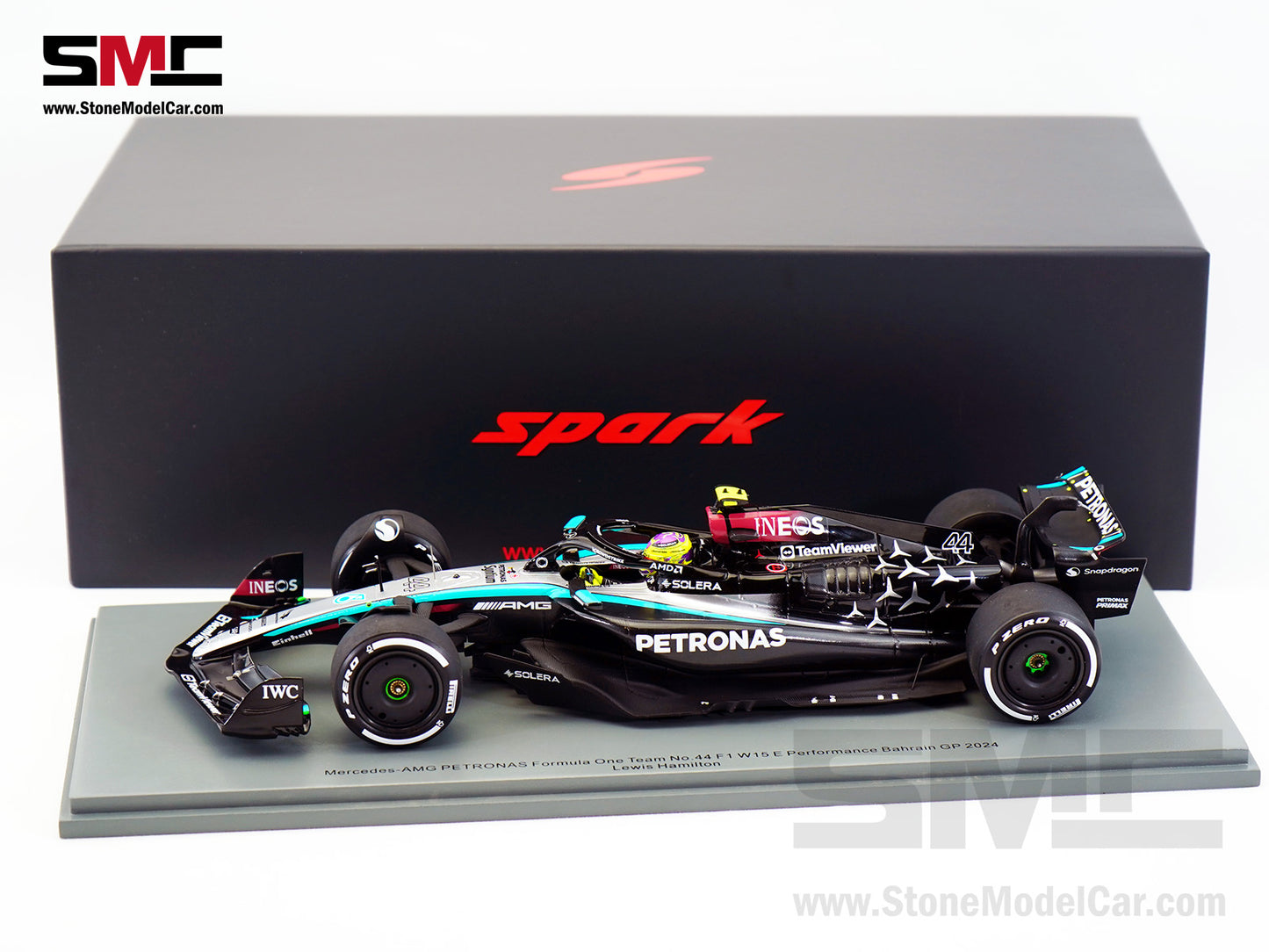 Mercedes F1 W15 #44 7x World Champion Lewis Hamilton Bahrain GP 2024 1st Race Spark 1:18 18S976