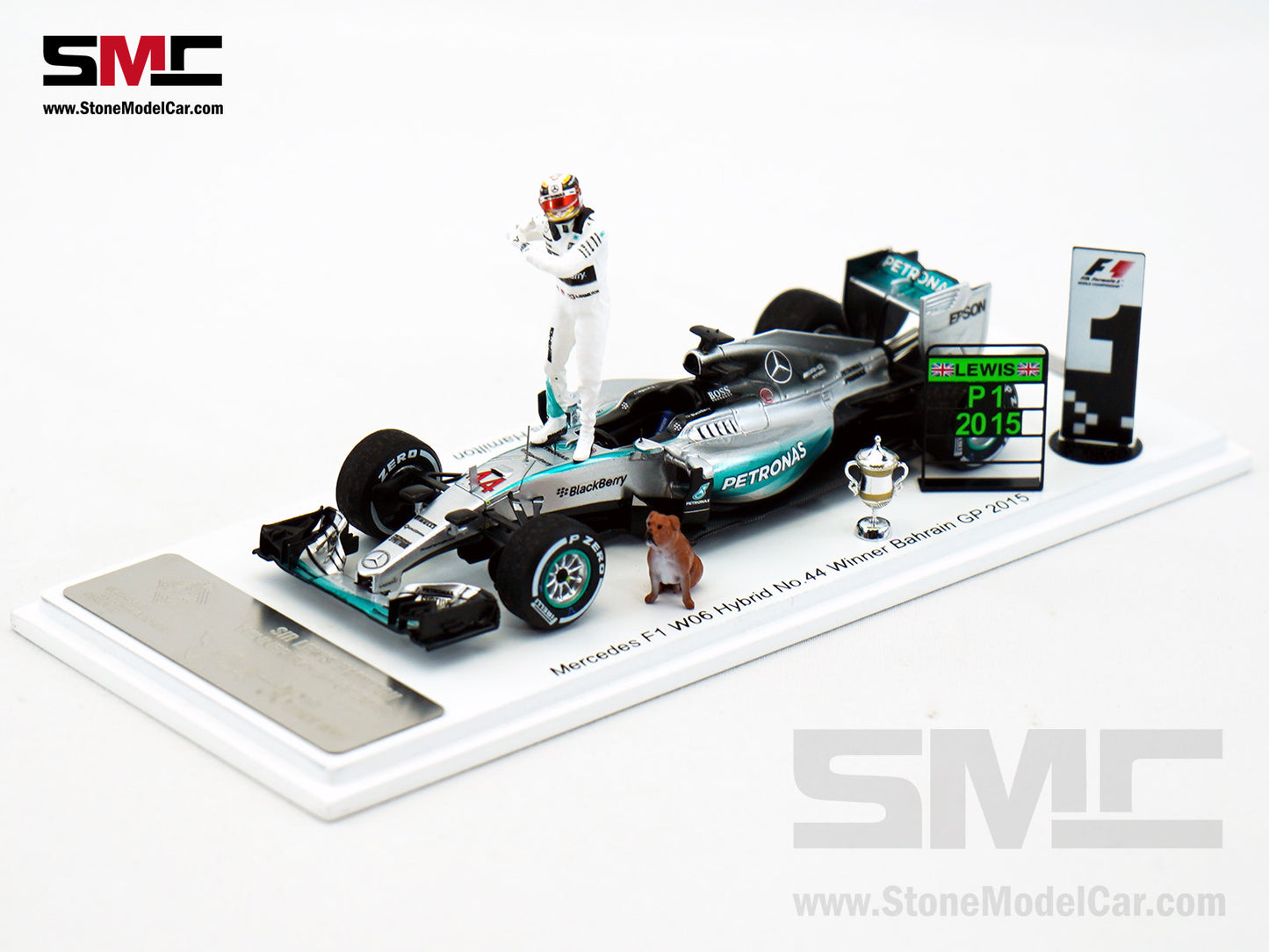 Mercedes F1 W06 #44 Lewis Hamilton Bahrain GP 2015 3x World Champion 1:43 Spark Special Figure Edition