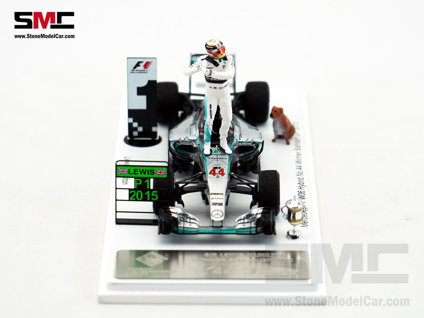 Mercedes F1 W06 #44 Lewis Hamilton Bahrain GP 2015 3x World Champion 1:43 Spark Special Figure Edition