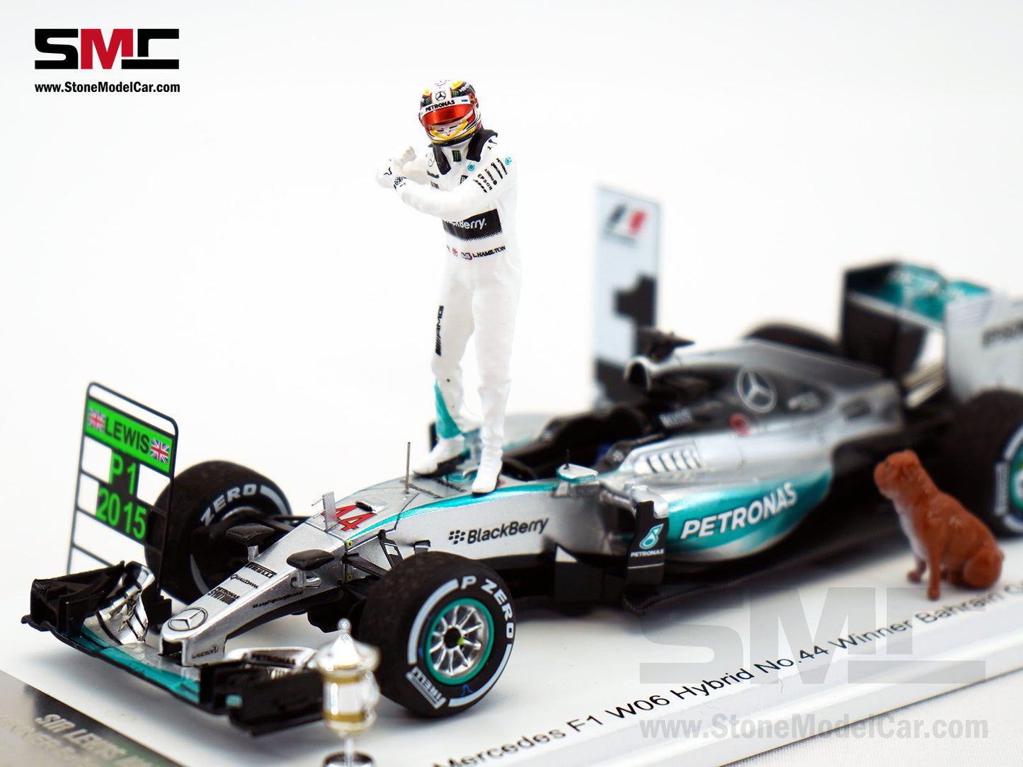 Mercedes F1 W06 #44 Lewis Hamilton Bahrain GP 2015 3x World Champion 1:43 Spark Special Figure Edition