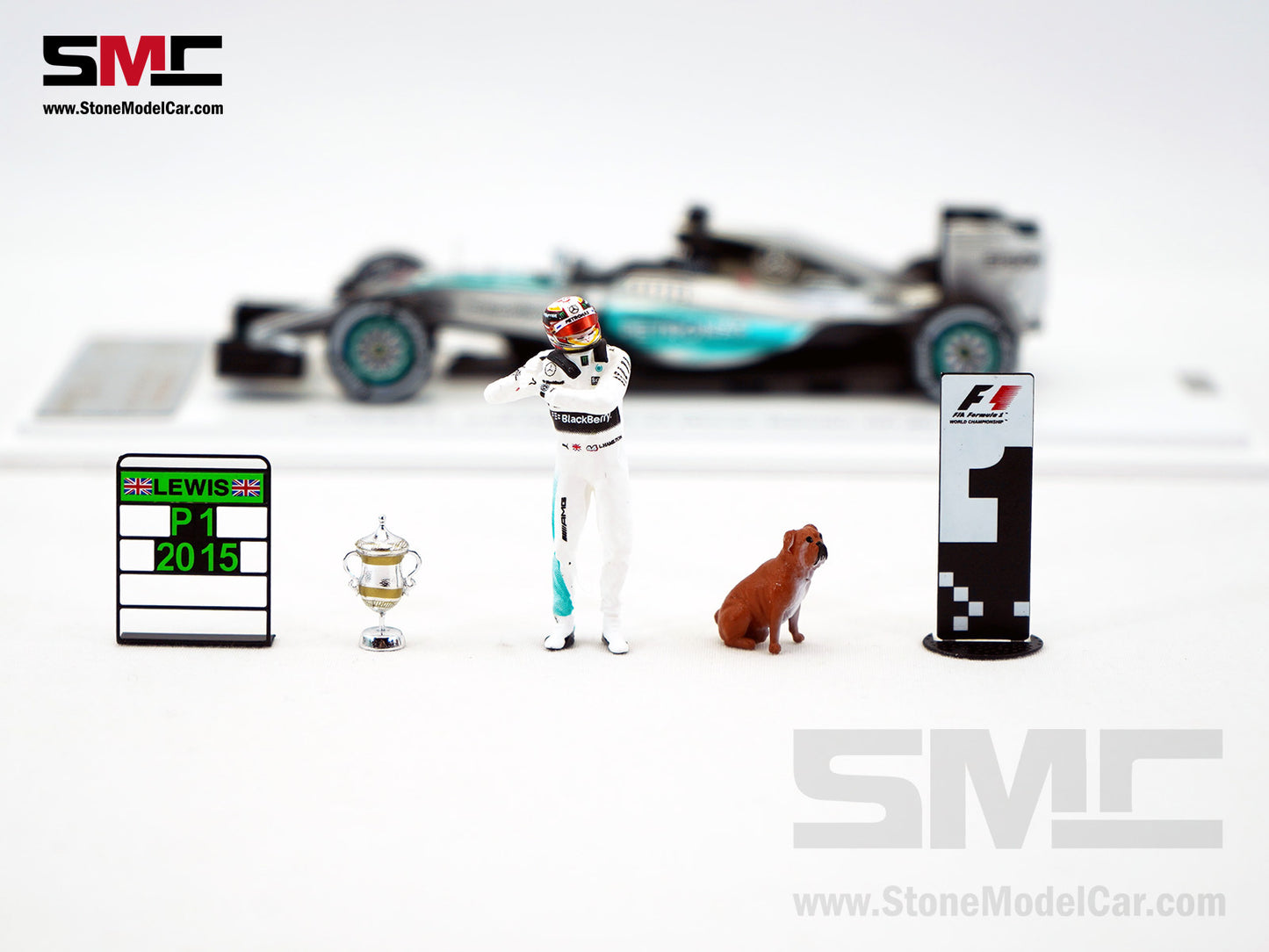Mercedes F1 W06 #44 Lewis Hamilton Bahrain GP 2015 3x World Champion 1:43 Spark Special Figure Edition