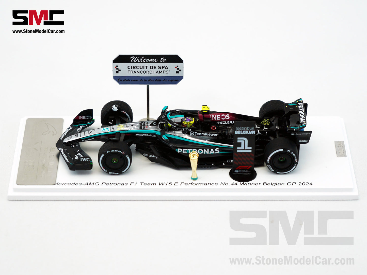Mercedes F1 W15 #44 Lewis Hamilton Belgium GP 2024 Winner Spark 1:43 Special Figure Edition