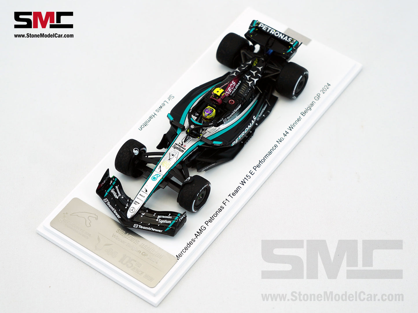 Mercedes F1 W15 #44 Lewis Hamilton Belgium GP 2024 Winner Spark 1:43 Special Figure Edition