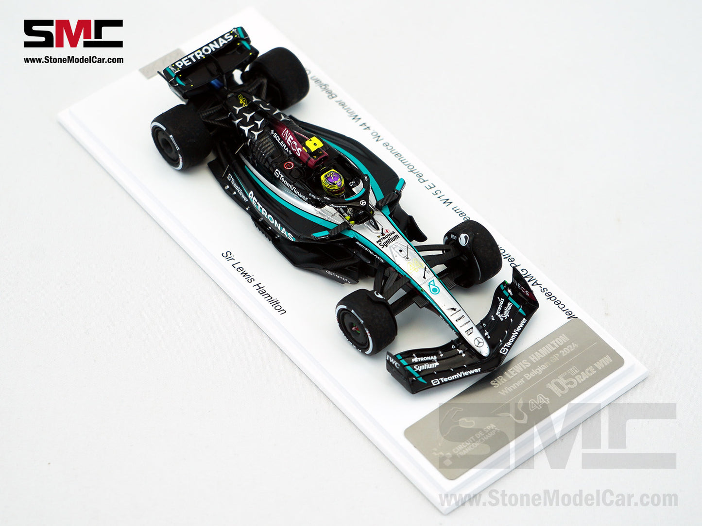 Mercedes F1 W15 #44 Lewis Hamilton Belgium GP 2024 Winner Spark 1:43 Special Figure Edition