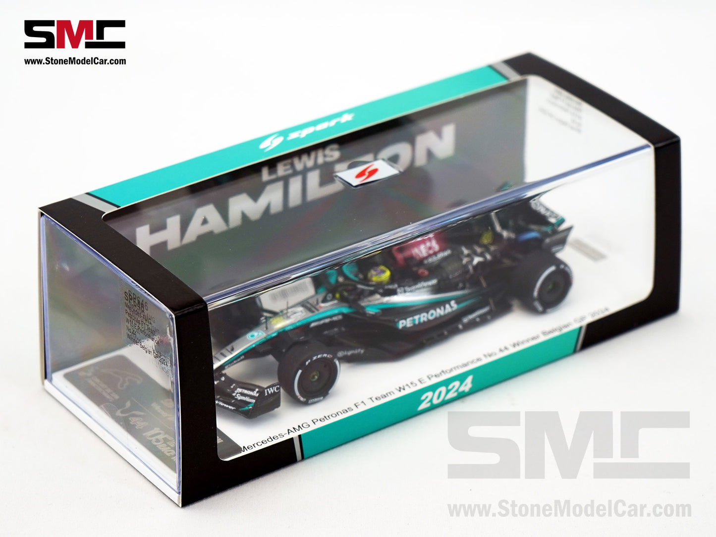 Mercedes F1 W15 #44 Lewis Hamilton Belgium GP 2024 Winner Spark 1:43 Special Figure Edition