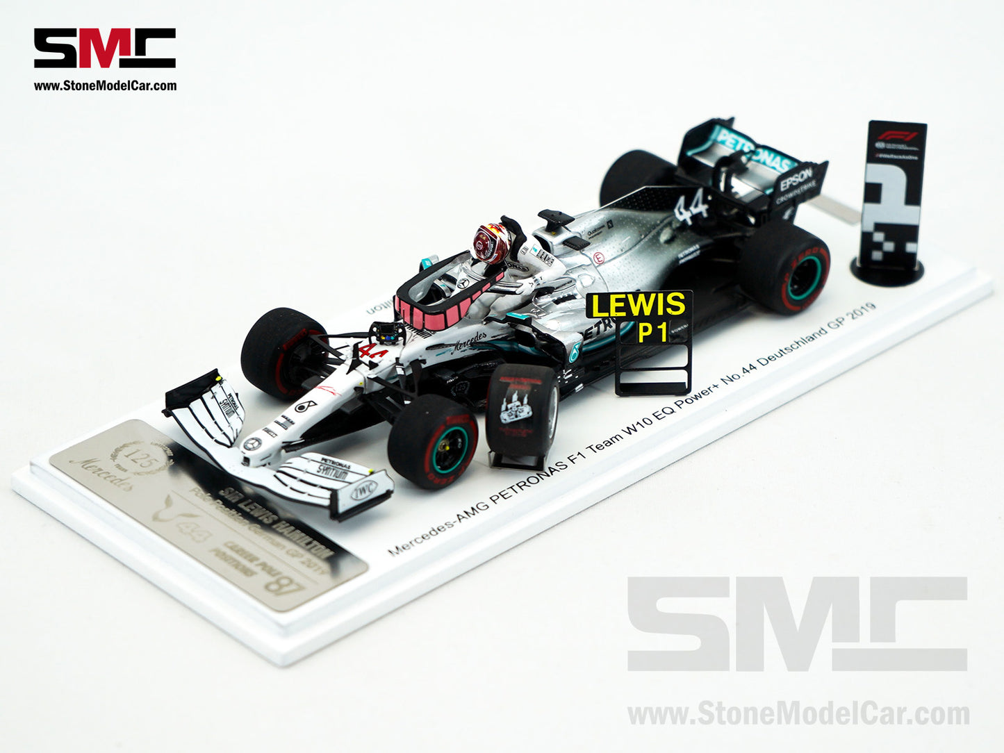 Mercedes F1 W10 #44 Lewis Hamilton German GP Pole Position 2019 6x World Champion 1:43 Spark