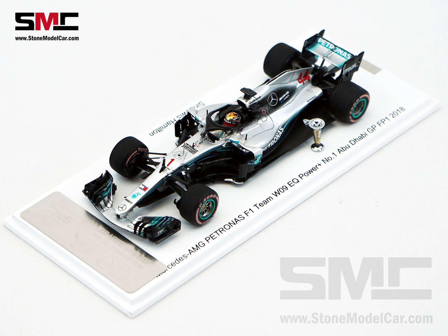 Mercedes F1 W09 #44 Lewis Hamilton Abu Dhabi GP Practice 2018 5x World Champion 1:43 Spark