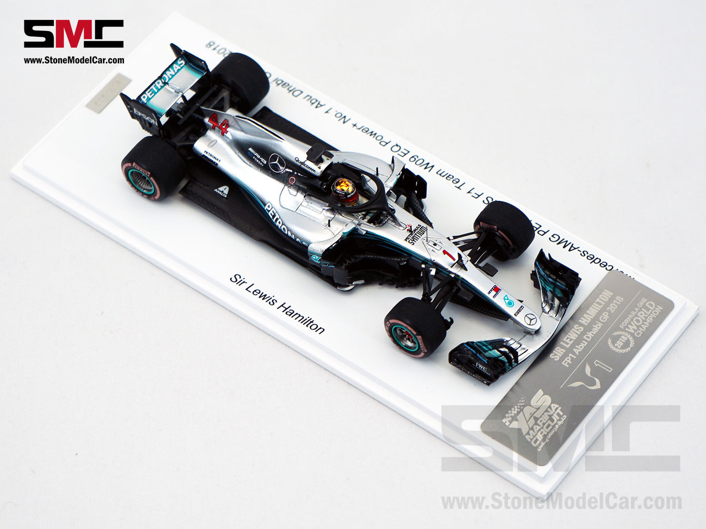 Mercedes F1 W09 #44 Lewis Hamilton Abu Dhabi GP Practice 2018 5x World Champion 1:43 Spark