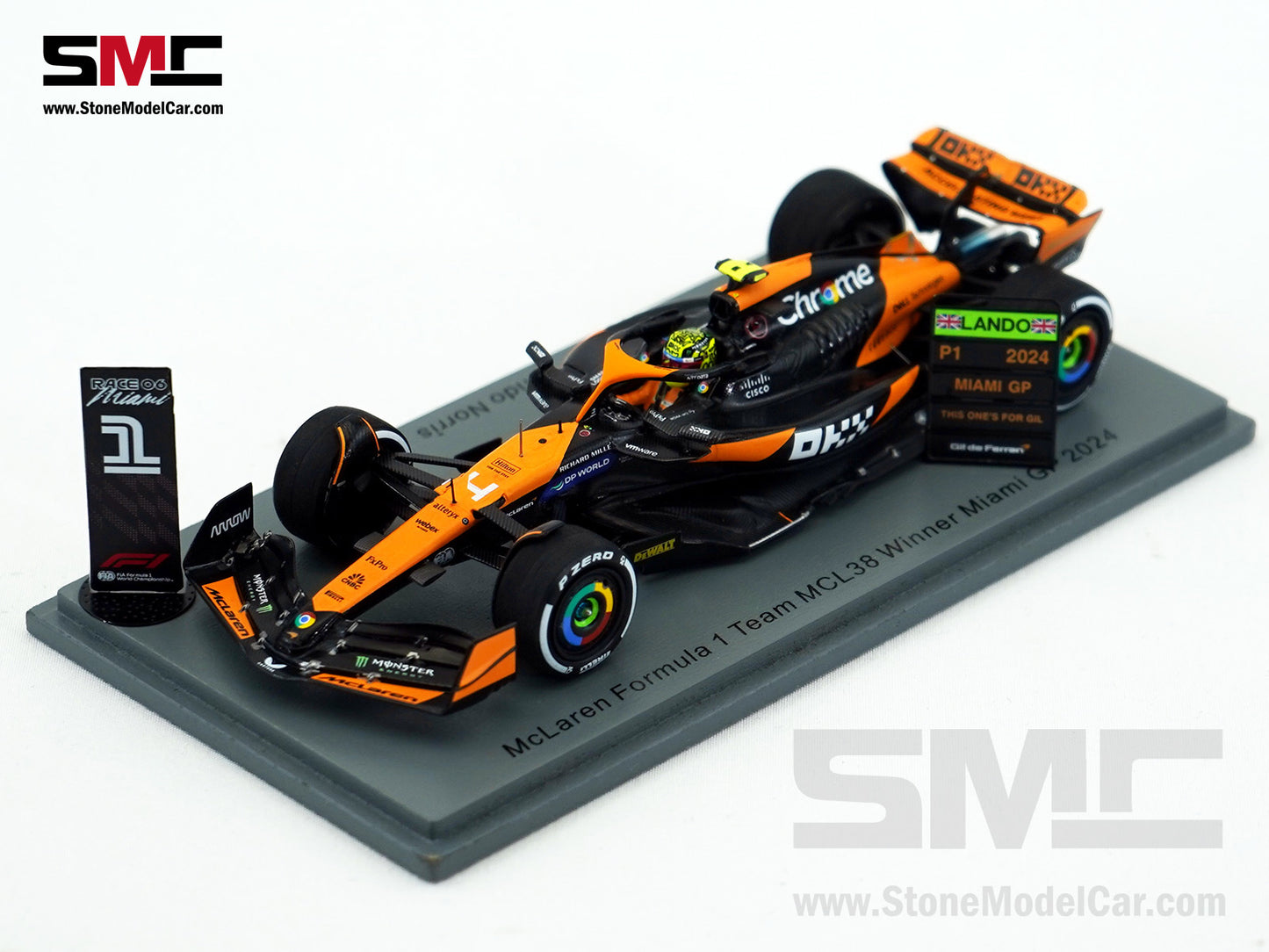 McLaren F1 MCL38 #4 Lando Norris Miami GP 2024 1st Career Win 1:43 Spark + Decal