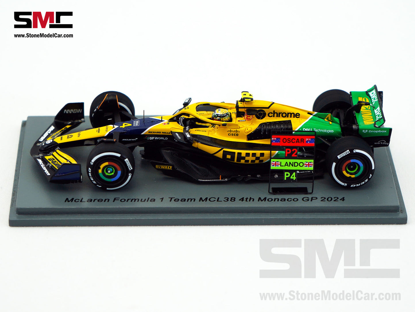 McLaren F1 MCL38 #4 Lando Norris 4th Monaco GP 2024 Special Livery 1:43 Spark S9538