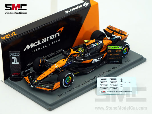 McLaren F1 MCL38 #4 Lando Norris Miami GP 2024 1st Career Win 1:43 Spark + Decal