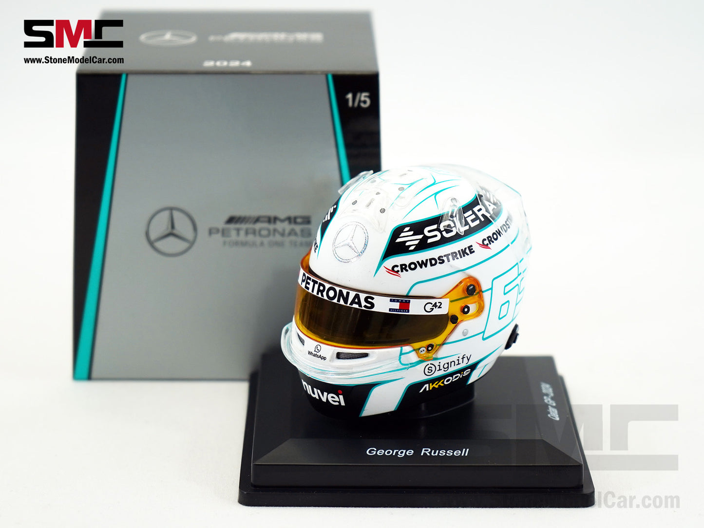 Mercedes F1 W15 #63 George Russell Qatar GP 2024 Special Livery Spark 1:5 Helmet