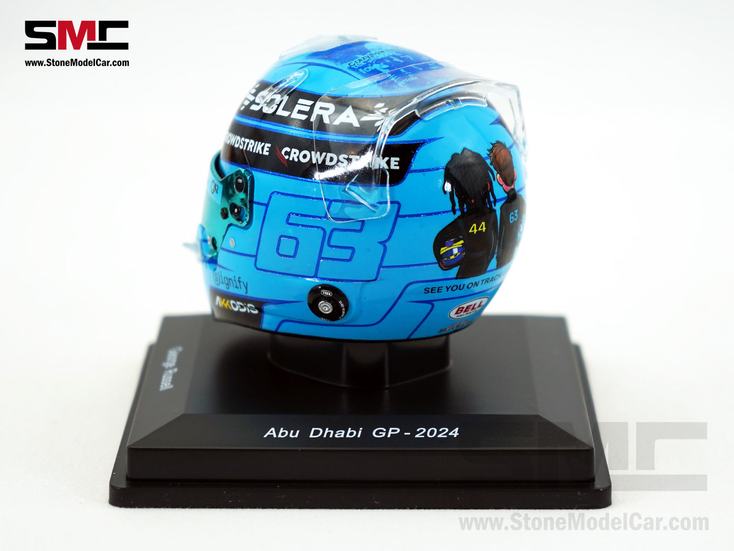 Mercedes F1 W15 #63 George Russell Abu Dhabi GP 2024 Special Livery Spark 1:5 Helmet