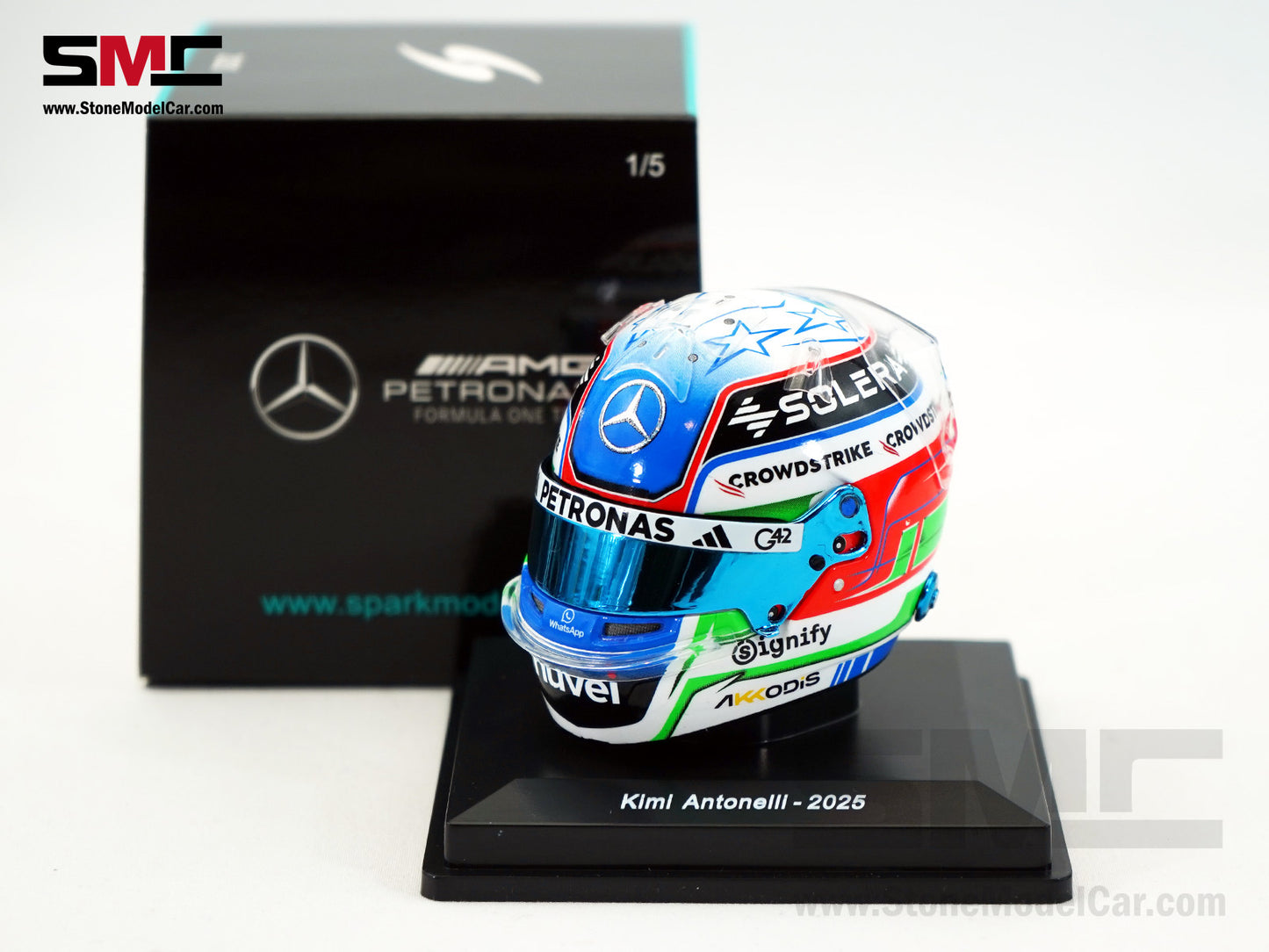 Mercedes F1 W16 #12 Kimi Antonelli Australian GP 2025 1st Career Point Spark 1:5 Miniature Helmet
