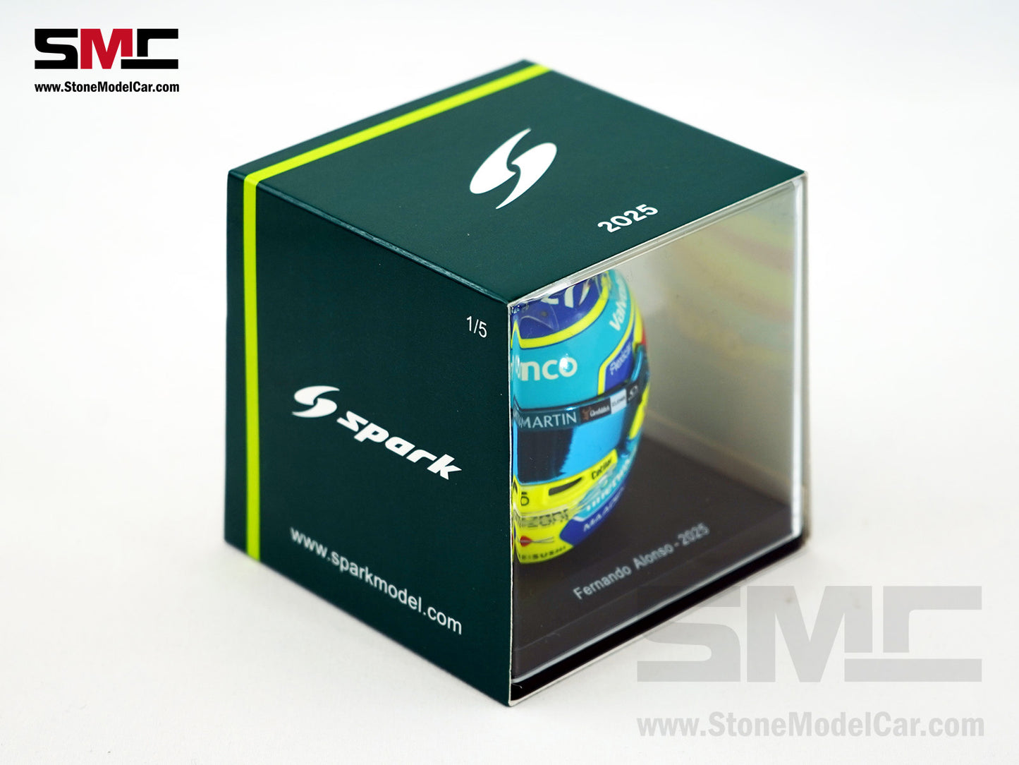Aston Martin F1 AMR25 #14 Fernando Alonso Season 2025 Spark 1:5 Miniature Helmet Model