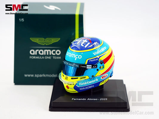 Aston Martin F1 AMR25 #14 Fernando Alonso Season 2025 Spark 1:5 Miniature Helmet Model