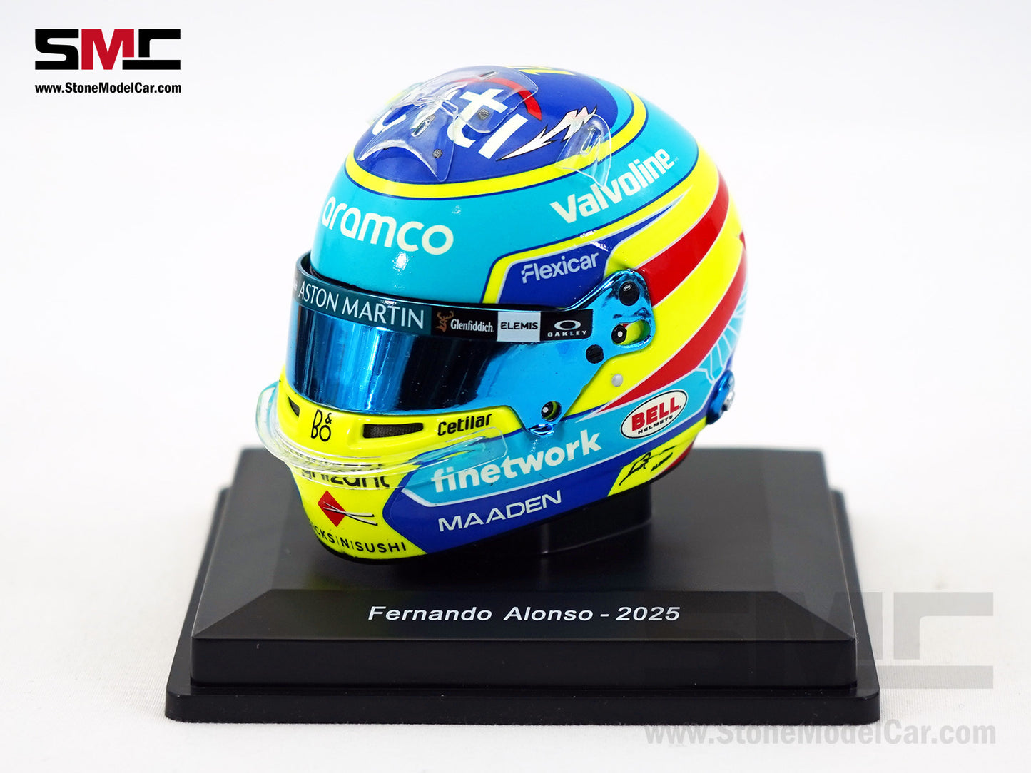 Aston Martin F1 AMR25 #14 Fernando Alonso Season 2025 Spark 1:5 Miniature Helmet Model