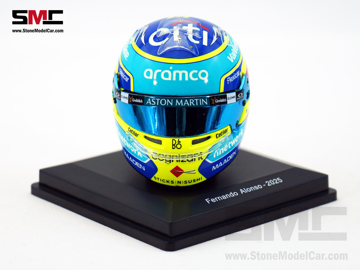 Aston Martin F1 AMR25 #14 Fernando Alonso Season 2025 Spark 1:5 Miniature Helmet Model
