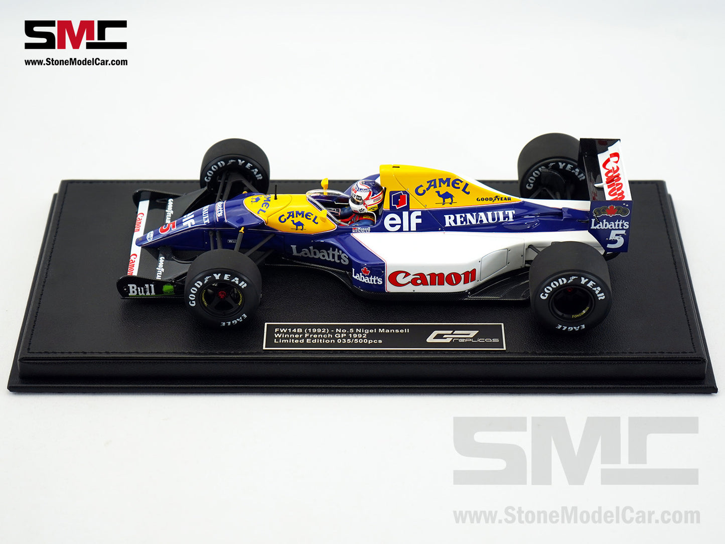 Williams F1 FW14B #5 Nigel Mansell French GP 1992 World Champion 1:18 GP Replicas w/ Decal