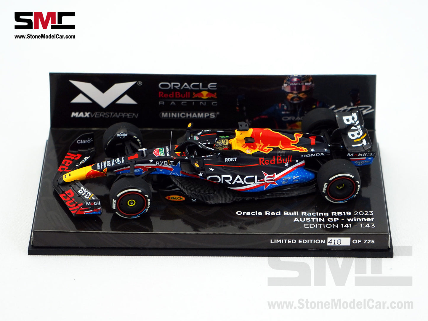 Red Bull F1 RB19 #1 Max Verstappen Winner US Austin GP 2023 World Champion 1:43 MINICHAMPS