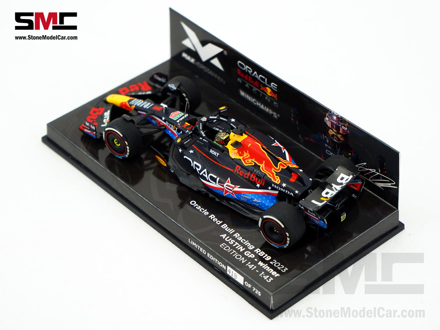 Red Bull F1 RB19 #1 Max Verstappen Winner US Austin GP 2023 World Champion 1:43 MINICHAMPS