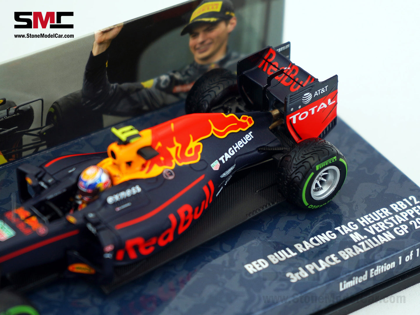 Red Bull F1 RB12 #33 Max Verstappen Brazil GP 3rd Place Podium 2016 1:43 MINICHAMPS