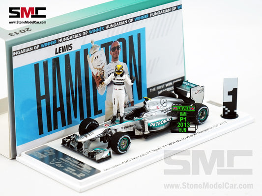 2013 F1 W04 #10 Lewis Hamilton Hungary GP 1st Win with Mercedes 1:43 Spark Special Figure Edition